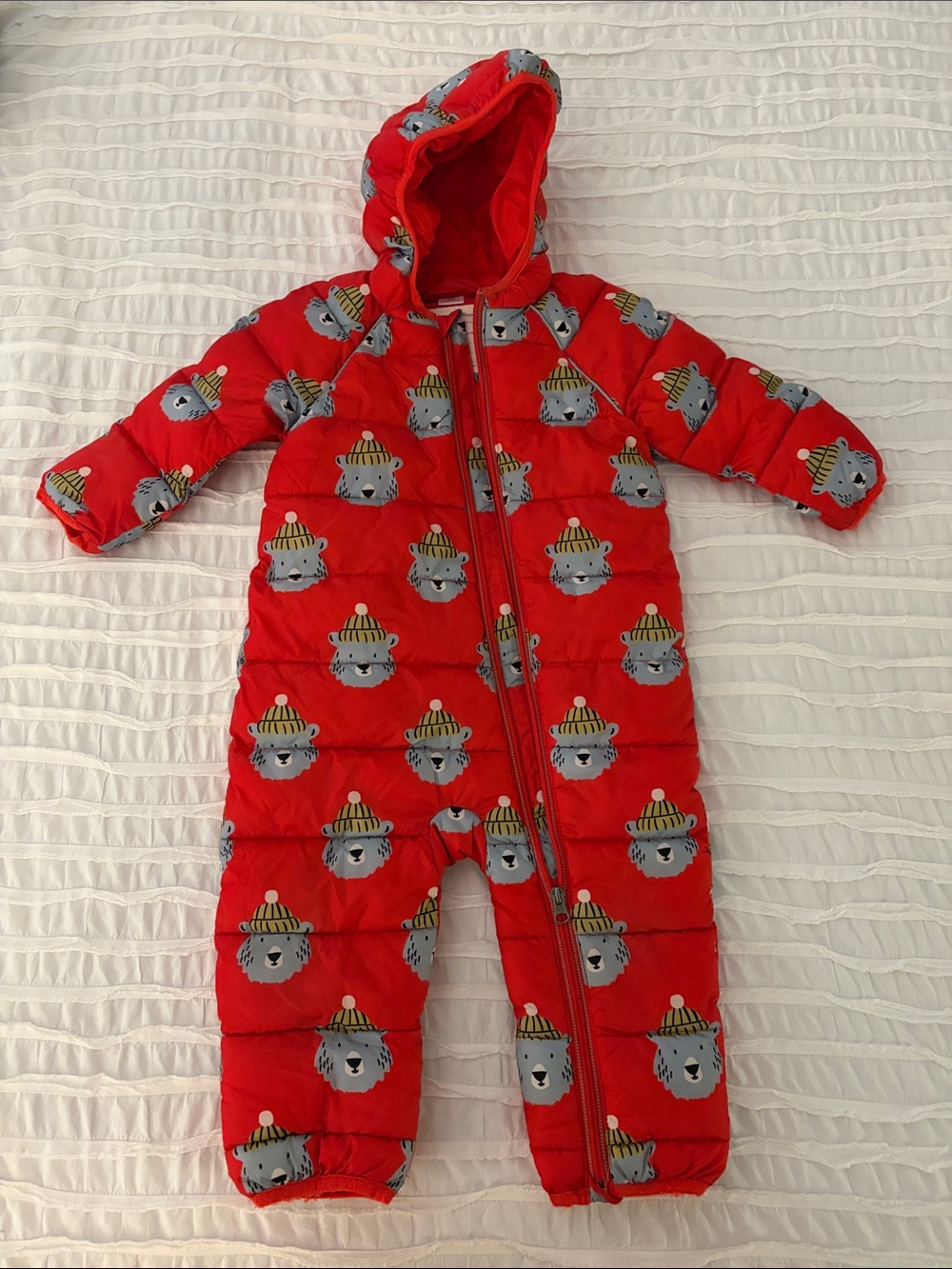 Hanna Andersson Snowsuit in Red Bear print | size: 18-24 months or 80cm
